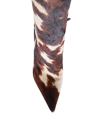 Steve Madden Nitro Cow Print Calf Hair Knee High Stiletto Boots