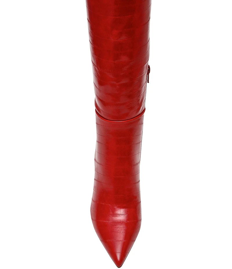 Steve Madden Nitro Eel Print Pointed Toe Stiletto Boots