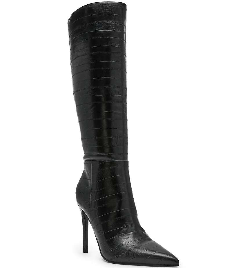 Steve Madden Nitro Eel Print Pointed Toe Stiletto Boots