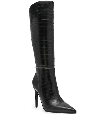 Steve Madden Nitro Eel Print Pointed Toe Stiletto Boots