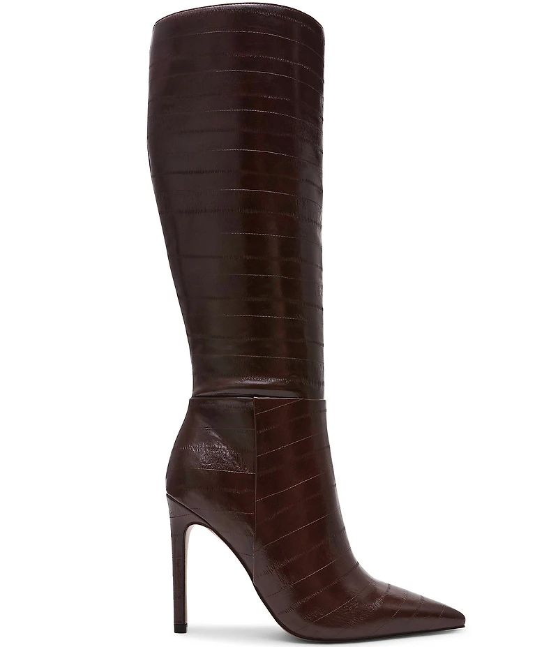 Steve Madden Nitro Eel Print Pointed Toe Stiletto Boots
