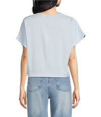 Steve Madden Noah Stretch Satin Crew Neck Short Sleeve Top