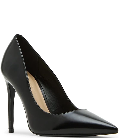 Steve Madden Noir Leather Pointed Toe Stiletto Pumps