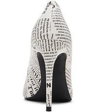 Steve Madden Noir Newspaper Print Pointed Toe Stiletto Pumps