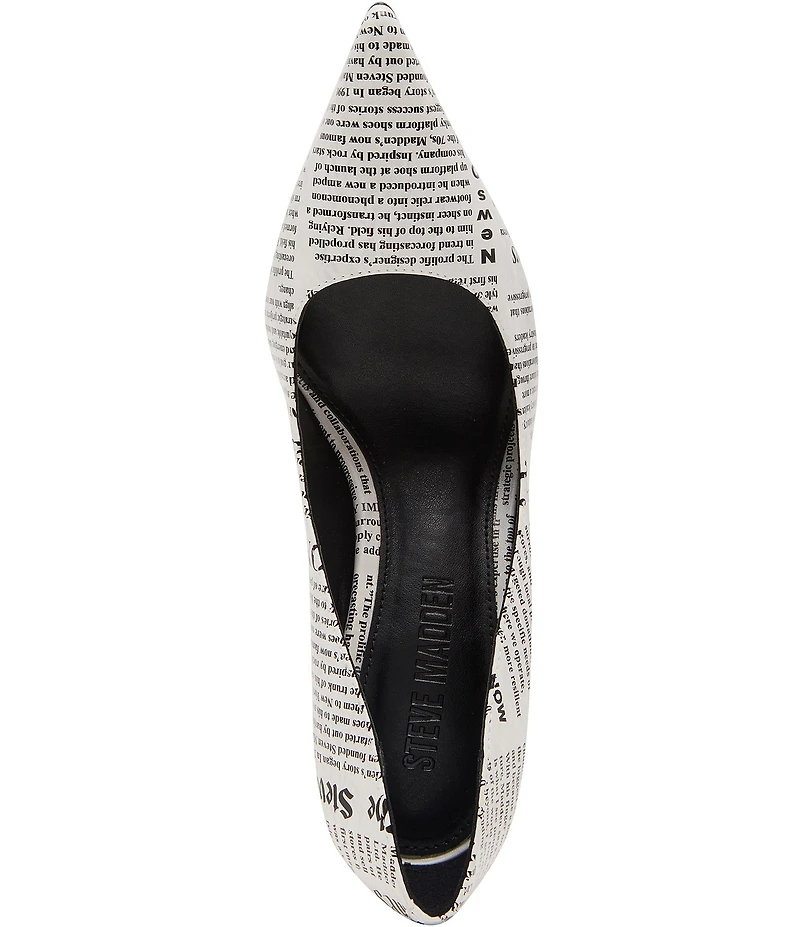 Steve Madden Noir Newspaper Print Pointed Toe Stiletto Pumps