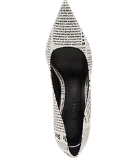 Steve Madden Noir Newspaper Print Pointed Toe Stiletto Pumps