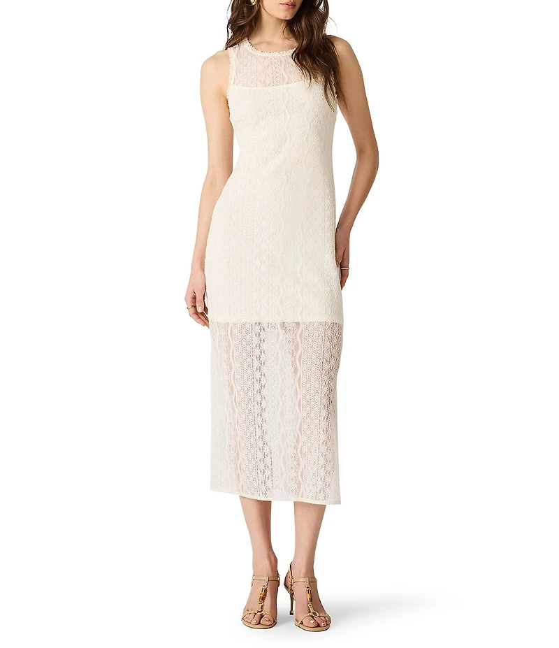 Steve Madden Nyssa Jewel Neck Sleeveless Crochet Lace Midi Dress