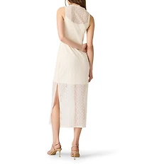 Steve Madden Nyssa Jewel Neck Sleeveless Crochet Lace Midi Dress