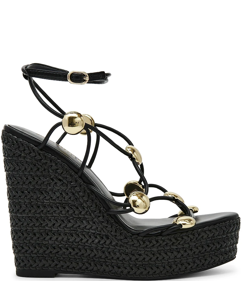Steve Madden Oaklie Strappy Hardware Detail Platform Espadrille Wedge Sandals