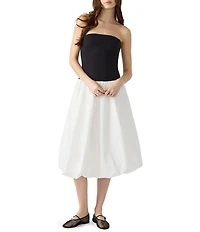 Steve Madden Oliver Square Neck Strapless Bubble Drop Waist Midi Dress