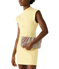 Steve Madden Paloma Pleated Raffia Clutch