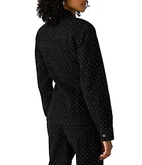 Steve Madden Parc Collared Long Sleeve Crystal Denim Jacket