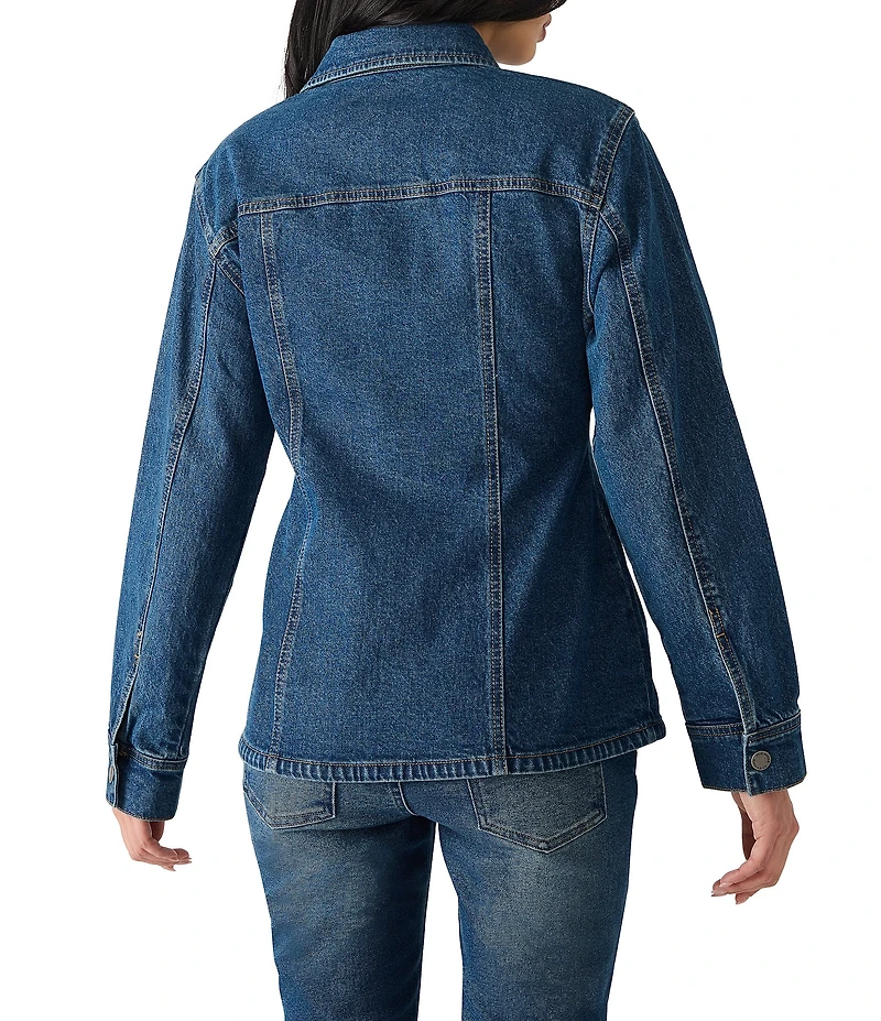 Steve Madden Parc Collared Long Sleeve Fitted Denim Jacket