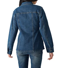 Steve Madden Parc Collared Long Sleeve Fitted Denim Jacket