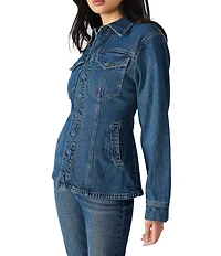 Steve Madden Parc Collared Long Sleeve Fitted Denim Jacket