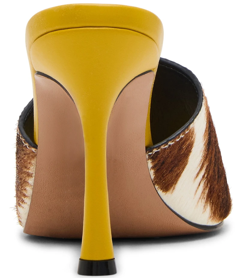 Steve Madden Paula-A Cow Print Haircalf Stiletto Dress Slide Sandals