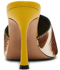 Steve Madden Paula-A Cow Print Haircalf Stiletto Dress Slide Sandals