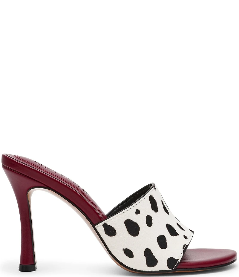 Steve Madden Paula-A Dalmation Print Haircalf Stiletto Dress Slide Sandals