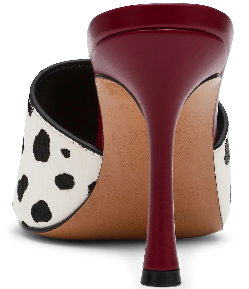 Steve Madden Paula-A Dalmation Print Haircalf Stiletto Dress Slide Sandals