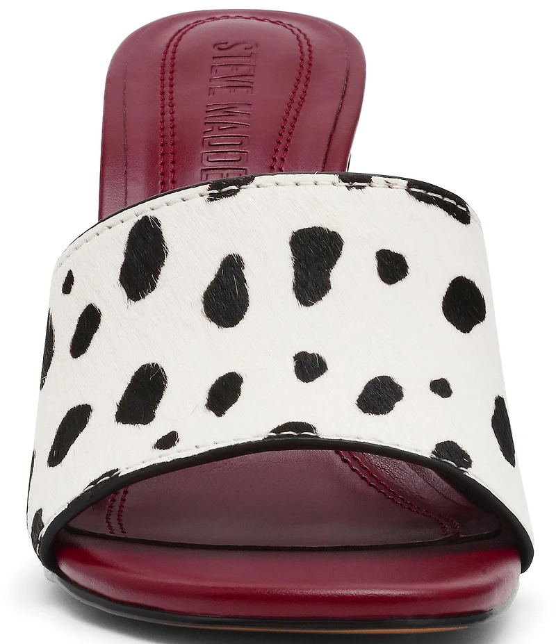 Steve Madden Paula-A Dalmation Print Haircalf Stiletto Dress Slide Sandals