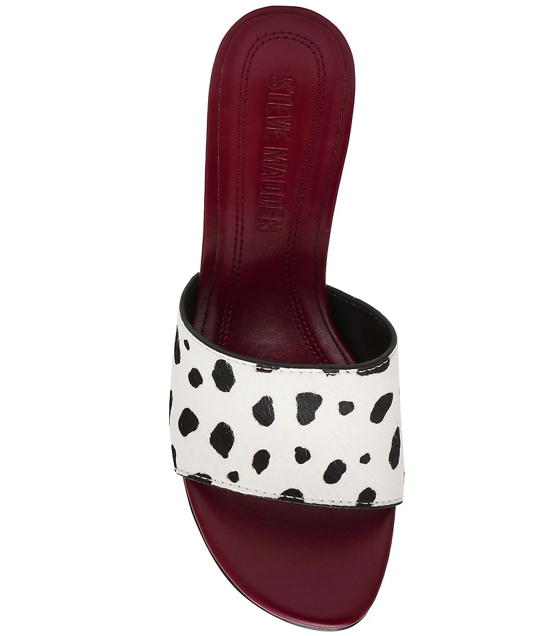 Steve Madden Paula-A Dalmation Print Haircalf Stiletto Dress Slide Sandals