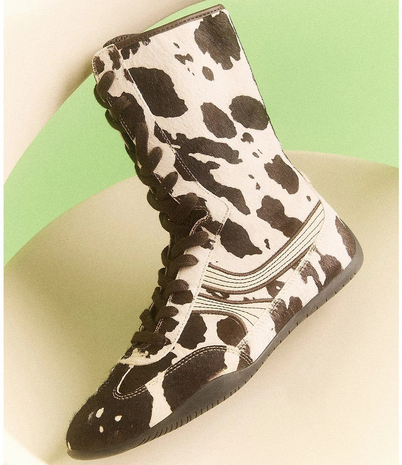 Steve Madden Paxtin Cow Print Haircalf High-Top Sneakers