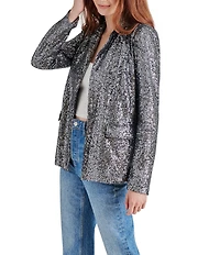 Steve Madden Payton Sequin Notch Lapel Long Sleeve Blazer