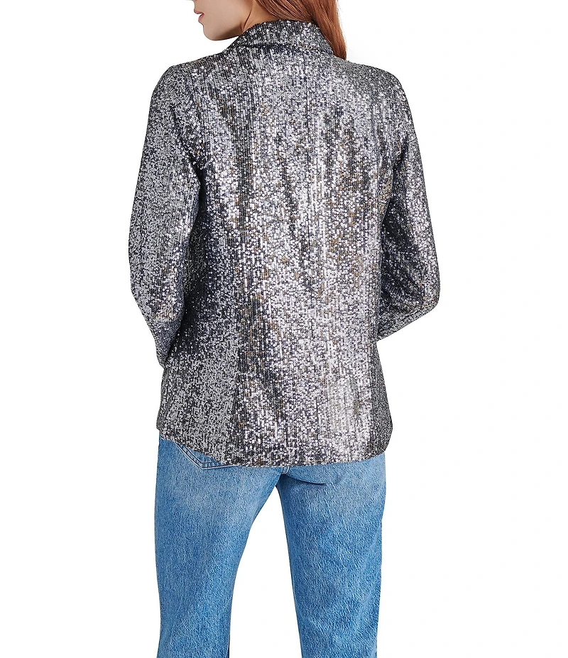 Steve Madden Payton Sequin Notch Lapel Long Sleeve Blazer