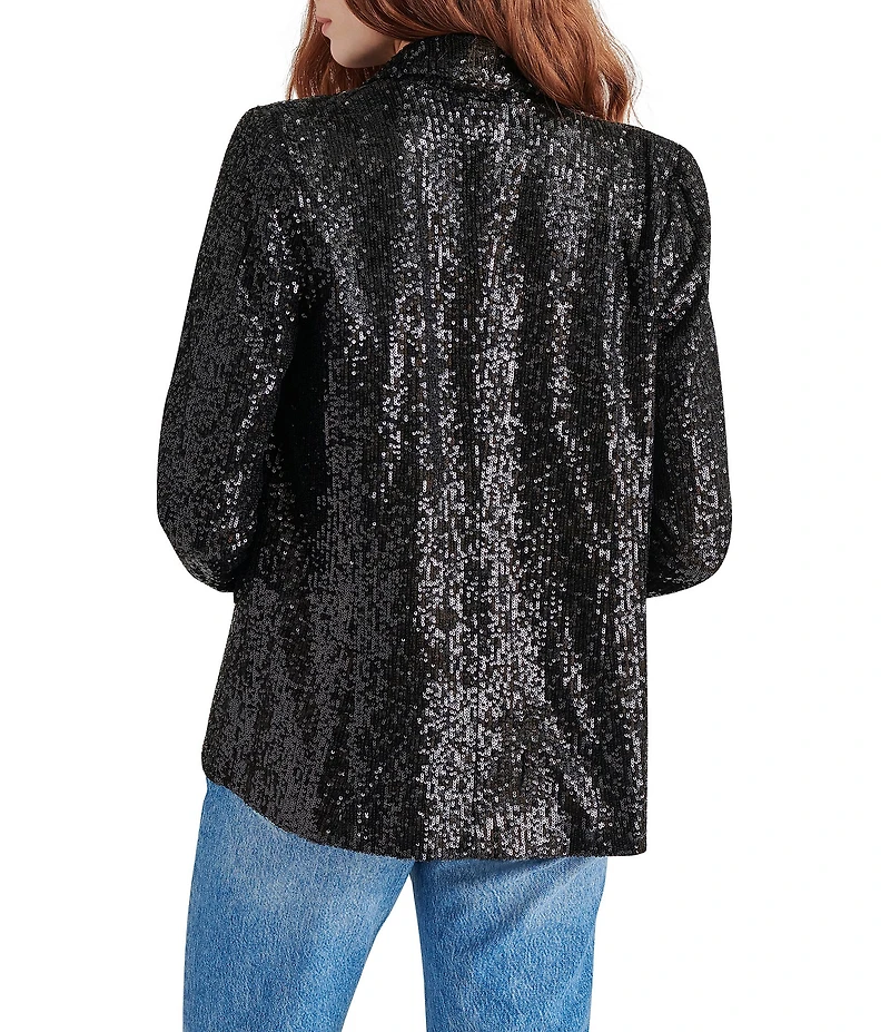 Steve Madden Payton Sequin Notch Lapel Long Sleeve Blazer