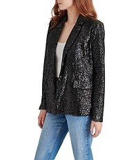 Steve Madden Payton Sequin Notch Lapel Long Sleeve Blazer