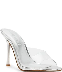 Steve Madden Peach Clear Stiletto Dress Slide Sandals