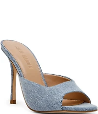 Steve Madden Peach Denim Stiletto Dress Slide Sandals