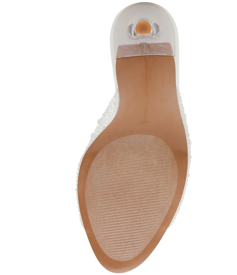 Steve Madden Peach Clear Pearl Stiletto Dress Slide Sandals