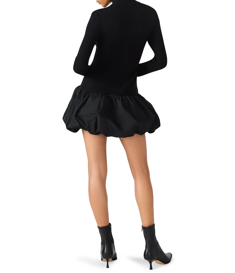 Steve Madden Penna Mock Neck Long Sleeve Bubble Skirt Dress