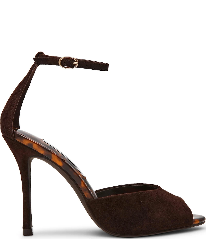 Steve Madden Phillipa Tortoise Print Suede Peep Toe Dress Sandals