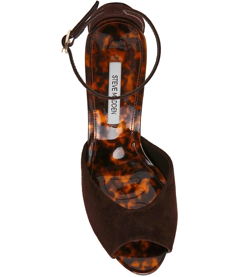 Steve Madden Phillipa Tortoise Print Suede Peep Toe Dress Sandals