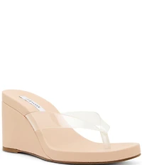 Steve Madden Playing Clear Wedge Thong Sandals