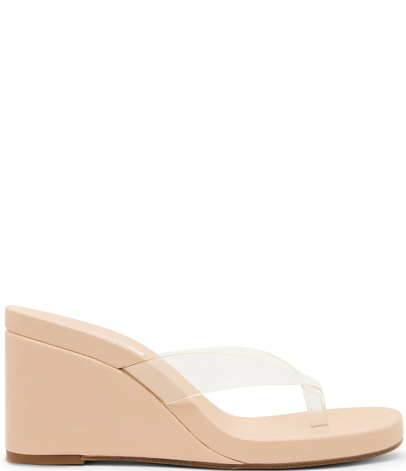 Steve Madden Playing Clear Wedge Thong Sandals