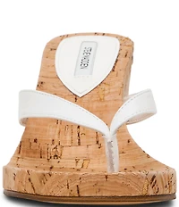 Steve Madden Playing Cork Nappa Leather Wedge Thong Sandals