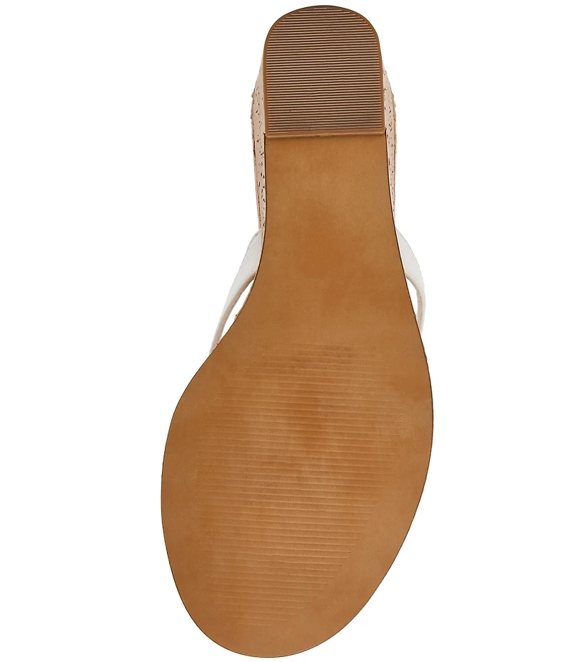 Steve Madden Playing Cork Nappa Leather Wedge Thong Sandals