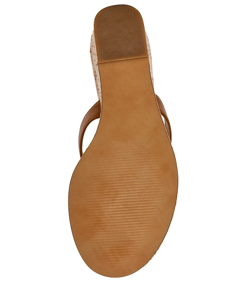 Steve Madden Playing Cork Nappa Leather Wedge Thong Sandals
