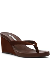 Steve Madden Playing Suede Wedge Thong Sandals