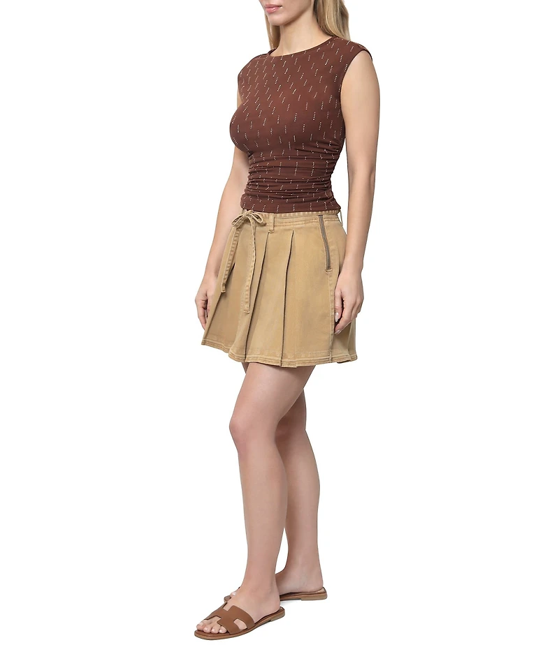 Steve Madden Pleated A-Line Belted Skort