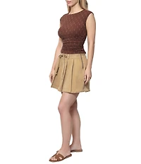 Steve Madden Pleated A-Line Belted Skort