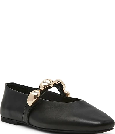 Steve Madden Poppin Leather Ornamented Mary Jane Ballet Flats