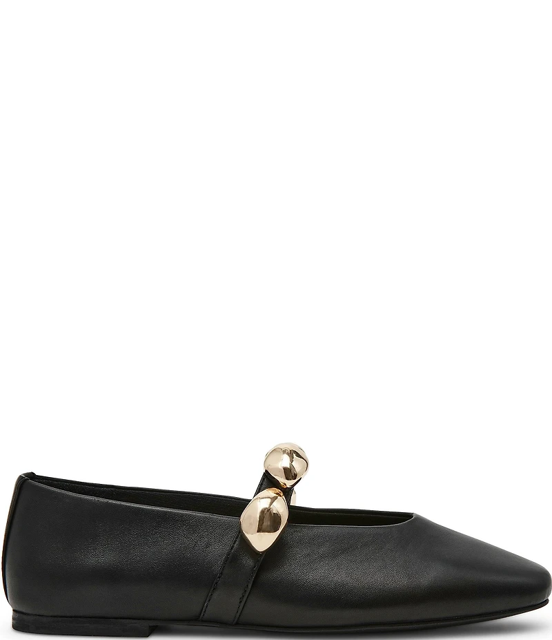 Steve Madden Poppin Leather Ornamented Mary Jane Ballet Flats