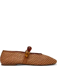 Steve Madden Poppin Raffia Ornamented Mary Jane Ballet Flats