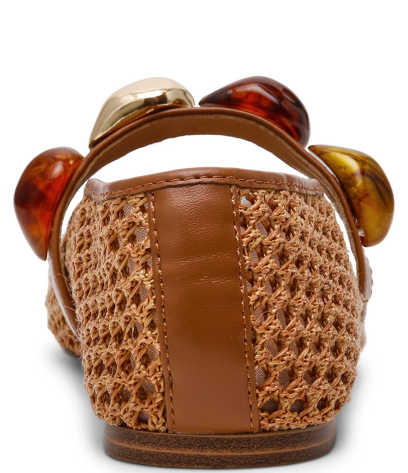 Steve Madden Poppin Raffia Ornamented Mary Jane Ballet Flats