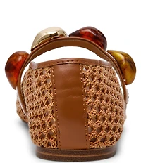 Steve Madden Poppin Raffia Ornamented Mary Jane Ballet Flats