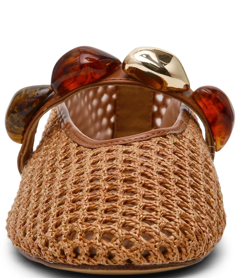 Steve Madden Poppin Raffia Ornamented Mary Jane Ballet Flats